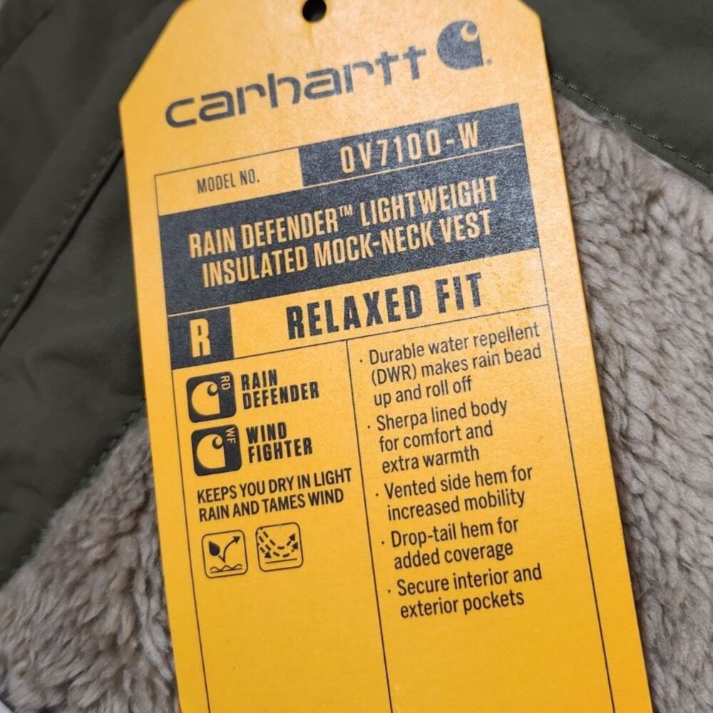Carhartt Rain Defender Lightweight Insulated Mock‑Neck Vest Women’s 2X Green - Picture 6 of 8